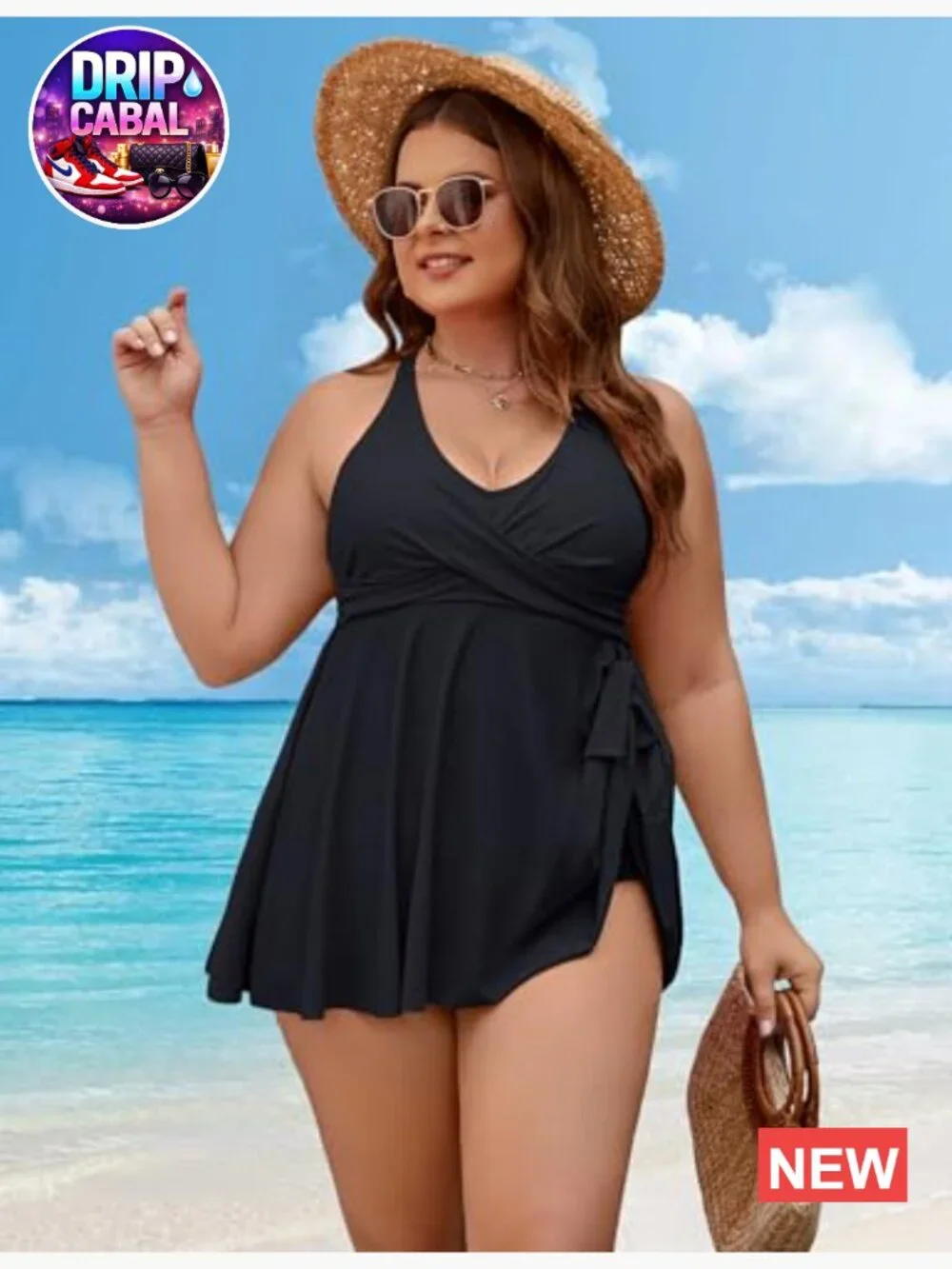Plus Size Tankini Swimsuit Two Piece Tummy Control Swim Dress with Shorts